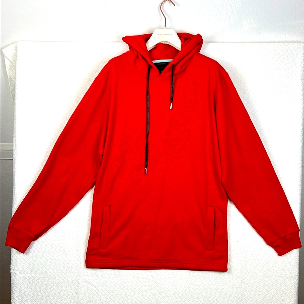 Cordova Collab Red Men's Hoodie Sz. M NWT Embroidered Top Unisex w. Zip Pockets